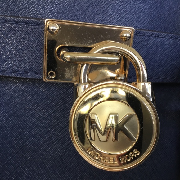 Michael Kors Satchel Bag Hamilton Shoulder Navy - Picture 4 of 8